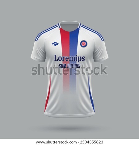 3d realistic soccer jersey in Lyon style, football shirt template 2024