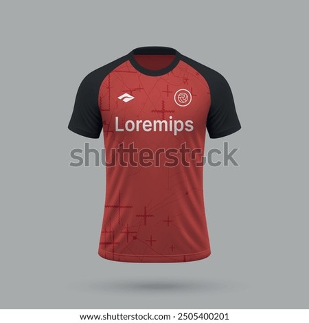 3d realistic soccer jersey in Bayer Leverkusen style, football shirt template 2024