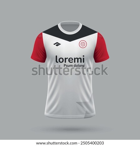 3d realistic soccer jersey in Eintracht Frankfurt style, football shirt template 2024