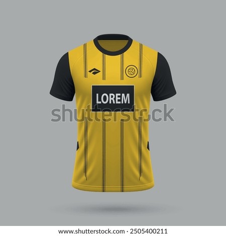 3d realistic soccer jersey in Borussia Dortmund style, football shirt template 2024