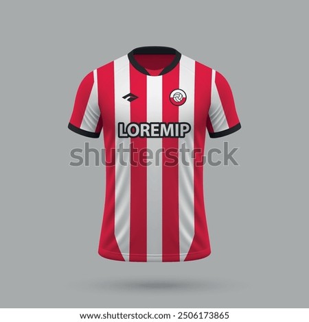 3d realistic soccer jersey in Southampton style, football shirt template 2024