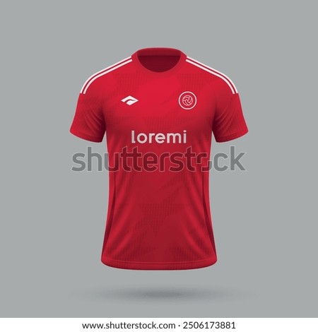 3d realistic soccer jersey in Nottingham style, football shirt template 2024