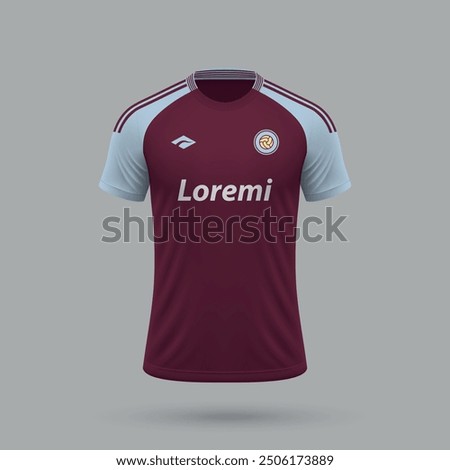 3d realistic soccer jersey in Aston Villa style, football shirt template 2024