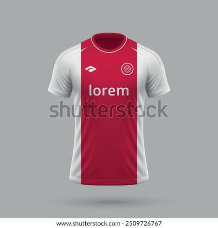 3d realistic soccer jersey in Ajax style, football shirt template 2024