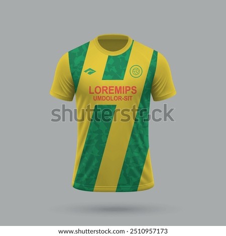 3d realistic soccer jersey in Nantes style, football shirt template 2024