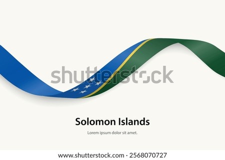 Solomon Islands flag on Waving ribbon. Template for independence day