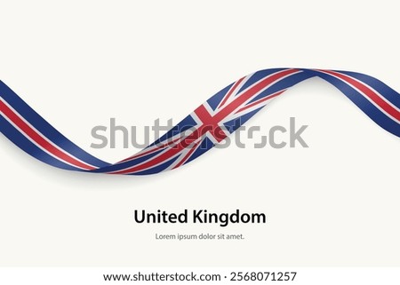 United Kingdom flag on Waving ribbon. Template for independence day