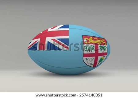 Fiji rugby ball featuring the national flag design on a gray background