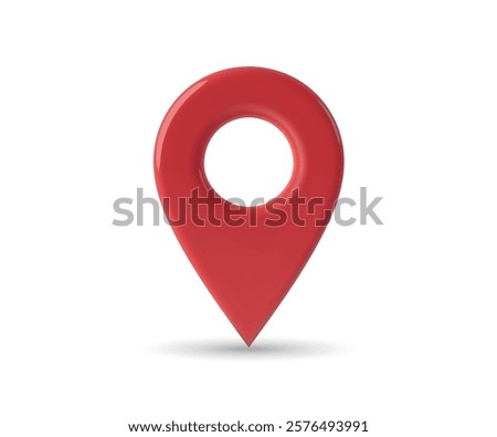 A vibrant red 3D location pin icon with a hollow center, isolated on a white background