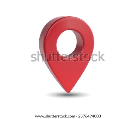 A vibrant red 3D location pin icon with a hollow center, isolated on a white background