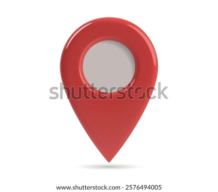 A vibrant red 3D location pin icon with a hollow center, isolated on a white background