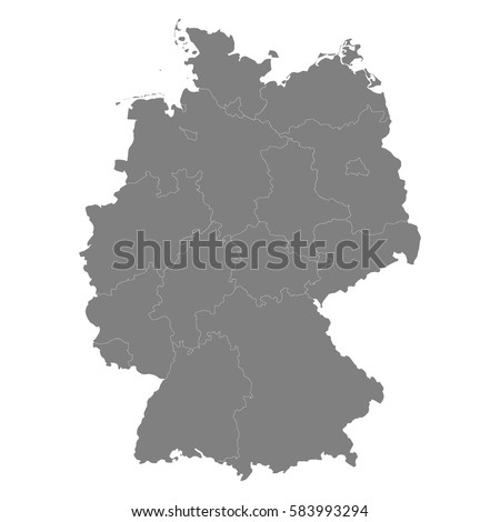High quality map of Germany with borders of the regions.