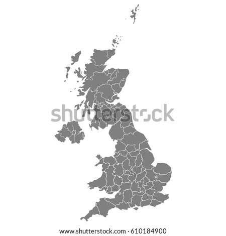 High quality map of United Kingdom with borders of the regions. Foto stock © 