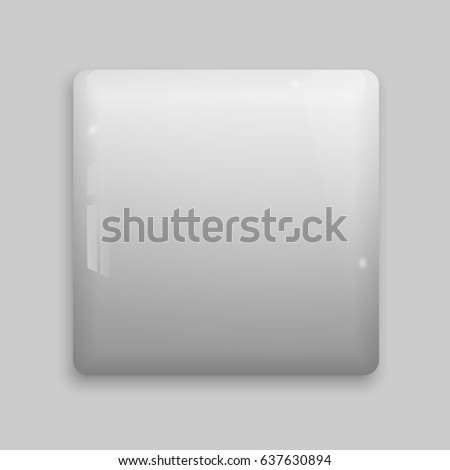 white square glossy badge or button.