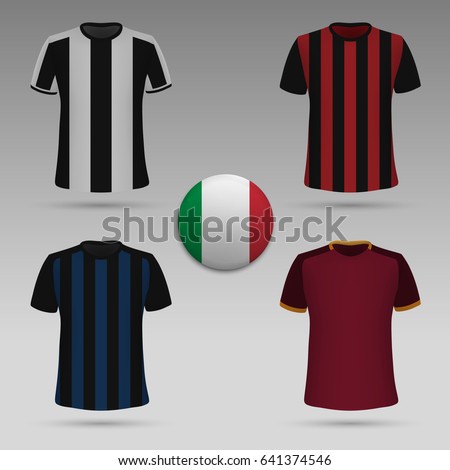 set of Italian football kit, t-shirt template. soccer jersey. Vector illustration