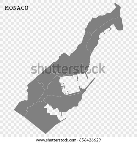 High quality map of Monaco with borders of the regions or counties 