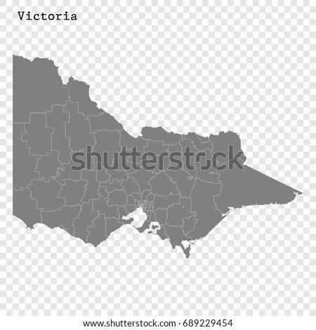 High Quality map of Victoria  is a state of Australia, with borders of the Local government areas