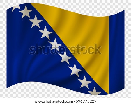 3D Waving Flag of Bosnia and Herzegovina. Vector illustration