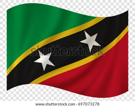 3D Waving Flag of Saint Kitts and Nevis. Vector illustration