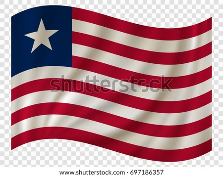 Waving Flag of Liberia. Vector illustration