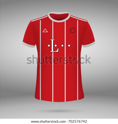 football kit of FC Bayern Munich 2017-2018, t-shirt template. soccer jersey. Vector illustration