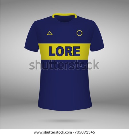 football kit of Boca Juniors 2017-2017, t-shirt template. soccer jersey. Vector illustration