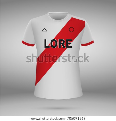 football kit of River Plate 2017-2018, t-shirt template. soccer jersey. Vector illustration
