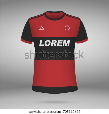 football kit of Flamengo 2017-2018, t-shirt template. soccer jersey. Vector illustration