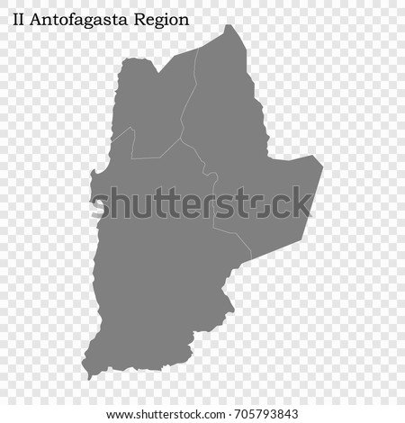 High Quality map of Antofagasta is a region of Chile with borders of the provinces
