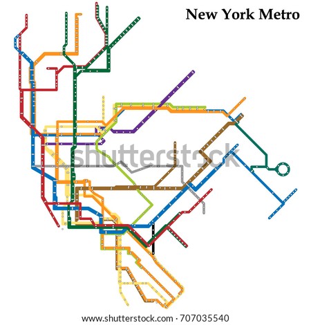 Map of the New York City metro, Subway, Template of city transportation scheme for underground road. Vector illustration