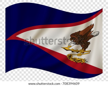 Waving Flag of American Samoa is a territory of USA. Vector illustration