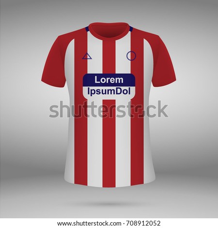 football kit of Atletico Madrid 2017-2018 , t-shirt template. soccer jersey. Vector illustration
