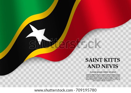 waving flag of Saint Kitts and Nevis on transparent background. Template for independence day. vector illustration