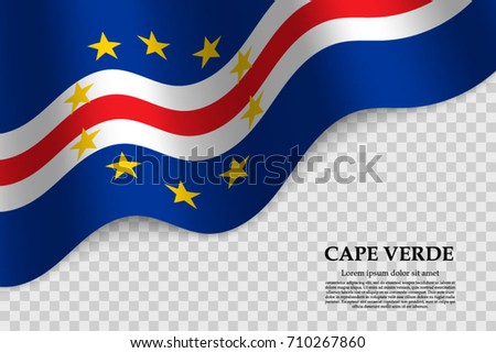 waving flag of Cape Verde on transparent background. Template for independence day. vector illustration