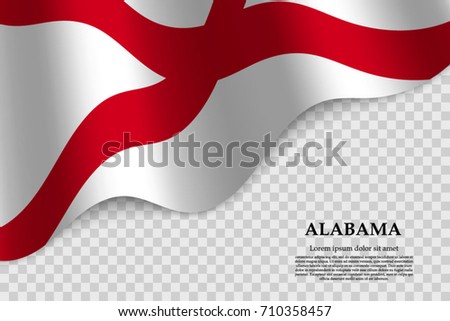 waving flag of Alabama is a state of USA on transparent background. Template for banner or poster. vector illustration