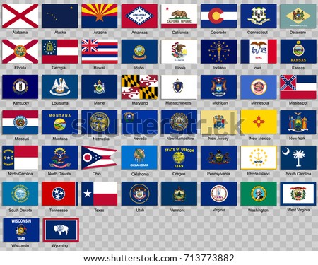 Set of icons. Flags of the states of USA