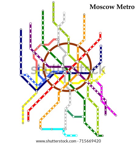 Map of the Moscow metro, Subway, Template of city transportation scheme for underground road. Vector illustration