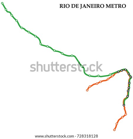 Map of the Rio de Janeiro metro, Subway, Template of city transportation scheme for underground road. Vector illustration