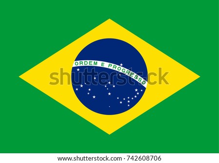Simple flag of Brazil. Brazilian flag. Correct size, proportion, colors.