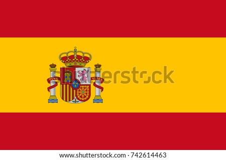 Simple flag of Spain. Spanish flag. Correct size, proportion, colors.