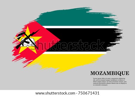 Grunge styled flag of Mozambique. Brush stroke background