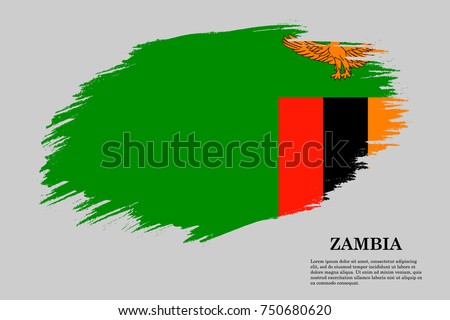 Grunge styled flag of Zambia. Brush stroke background