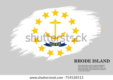 Grunge styled flag of Rhode Island is a state of USA. Template for banner or poster. vector illustration