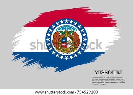 Grunge styled flag of Missouri is a state of USA. Template for banner or poster. vector illustration