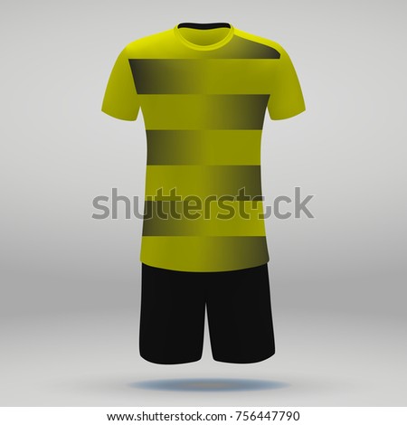 football kit of Borussia Dortmund, t-shirt template for soccer jersey. Vector illustration