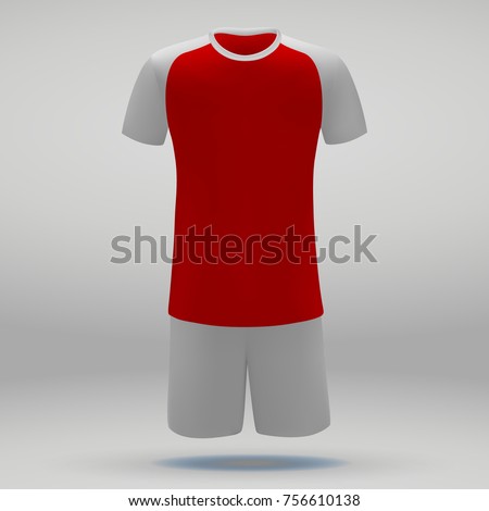 football kit of Arsenal London, t-shirt template for soccer jersey. Vector illustration