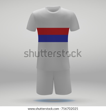 football kit of Olympique Lyonnais, t-shirt template for soccer jersey. Vector illustration