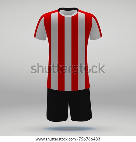 football kit of PSV Eindhoven, t-shirt template for soccer jersey. Vector illustration