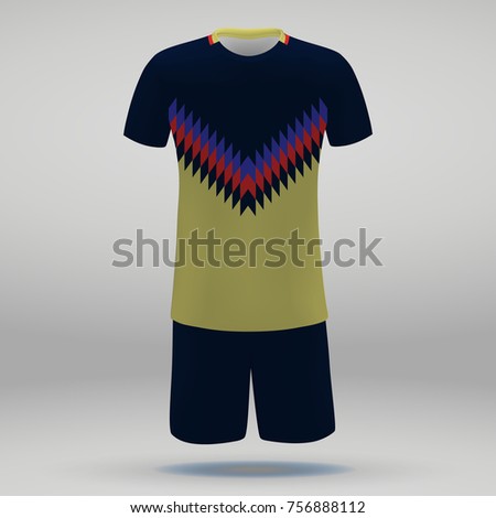 football kit of Club America, t-shirt template for soccer jersey. Vector illustration
