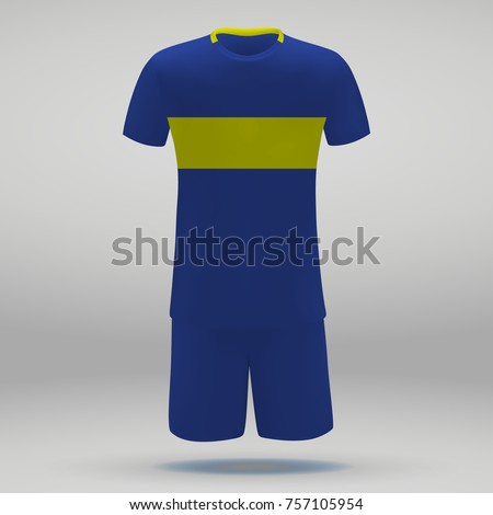 football kit of Boca Juniors, t-shirt template for soccer jersey. Vector illustration